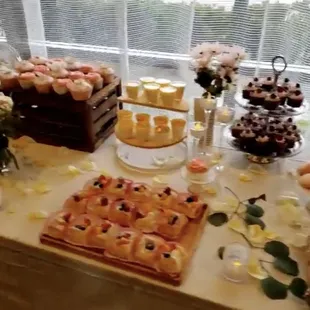 a table full of pastries