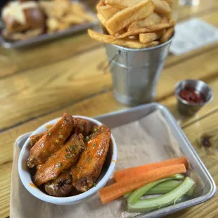 Chicken Wings and Steak fries