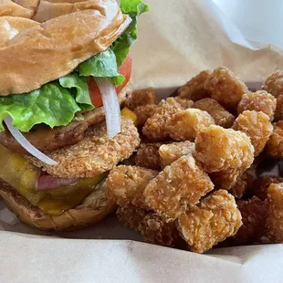 Tater Tots #1 Single Burger with kanak attack add on