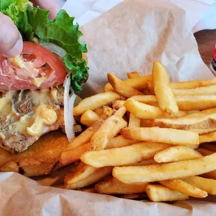 Grilled Chicken Sandwich with Garlic Sauce, Fries &amp; Drink. ($13.99)