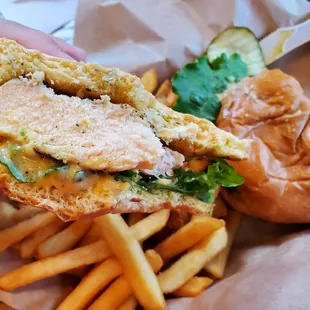 Inside my Grill Chicken Sandwich w/Garlic Sauce.