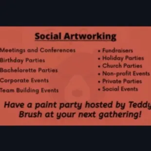 Services offered but not limited to. We also do small parties and gatherings!