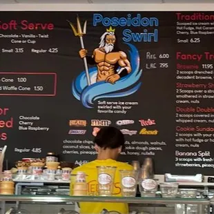 a menu for the ice cream parlor