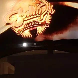 the logo on the television screen