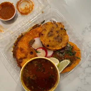 Deluxe plate (minus one taco).  Delicious
