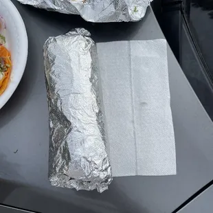 The napkin is literally bigger than the actual burrito. Very disappointing for $11.
