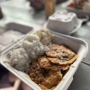 Spicy garlic mahi mahi plate