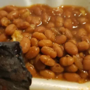 baked beans in a styrofoam container