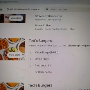 On March 21st I didn't get my fried zucchini and this is from Uber eats I paid for it. Belinda angels stadium