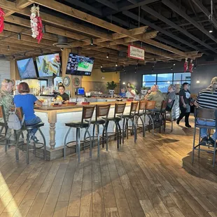 Huge bar in the center. Takes up half of the restaurant.