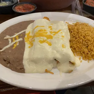 Chicken Create Your Own 2 chicken enchiladas with crema sauce