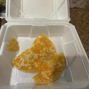Here was the chicken nachos we got from teds take out -