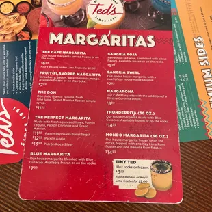Margarita Menu! Yum!