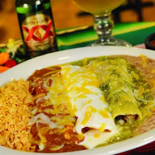 Mexican Flag Enchilada Sampler