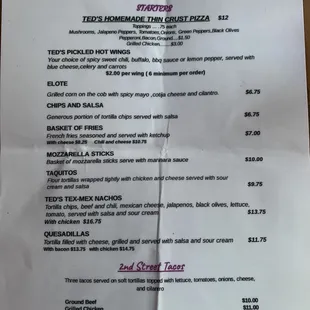 Food menu