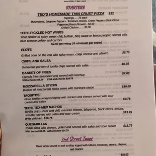 menu