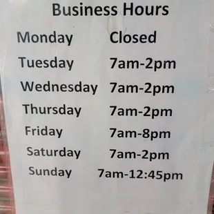 Hours as of 4/19/2023