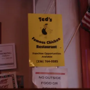 a sign in a restaurant