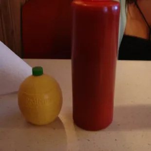 A bottle of lemon juice at every table. Why? Search me.