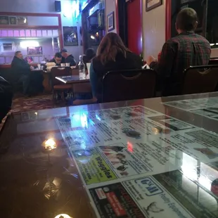 View from a back table at night.