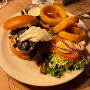 Mushroom and Swiss burger.