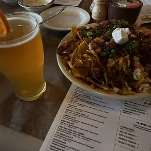 Blue Moon beer and Nachos! Bison Nachos