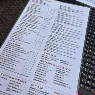 menu