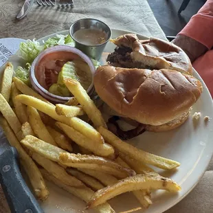Teds Bacon Cheeseburger and fries