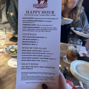 Happy hour menu