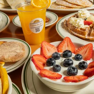 Orange juice and Greek yogurt bowl