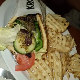 The Athenian with No Feta = Vegan wrap