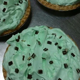 Katherines homemade chocolate mint pies