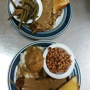 Country fried steak and beef liver