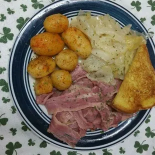 St.Patricks day special!Corn beef and cabbage with Irish potatoes