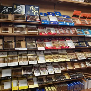 A small slice of Ted&apos;s large offering of popular cigars like Montecristo, Romeo y Julieta, and H. Upmann, to name a few.