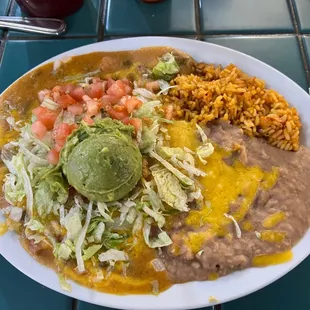 Supposed to be two Cheese Enchiladas somewhere under all that.