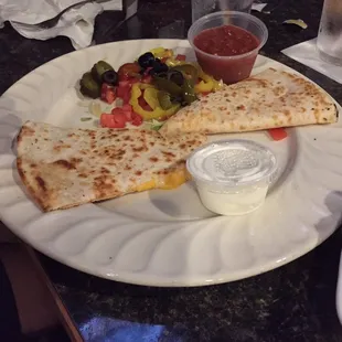 Cheese quesadilla...half gone by the time the pic was taken