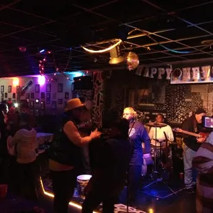 Everyone gets pulled up to the stage. If you come you better have a harmonica or something!