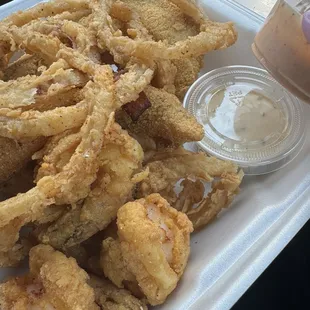 Fried Fish, Shrimp and Onion Rings
