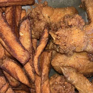 Lemon Honey Pepper Wings and Fries