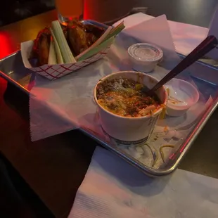 a tray of food on a table