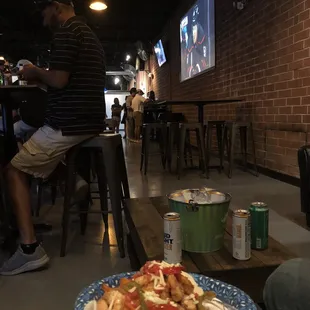 a plate of food on a table in a restaurant