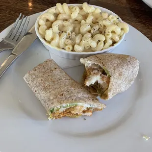Buffalo wrap - and side of mac n cheese