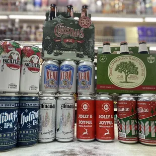 a variety of beer cans