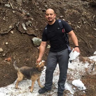 Brodi and I hiking (burning calories)