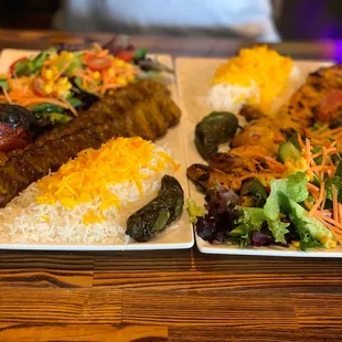 two plates of food on a table