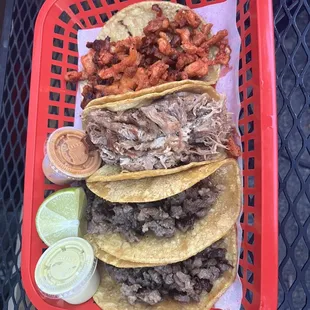 Tacos- asada, carnitas, and chicken