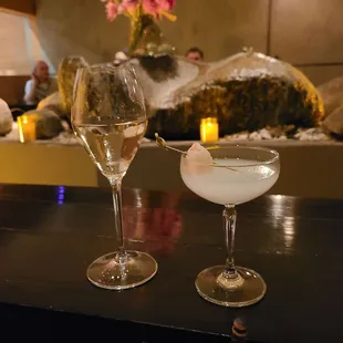 Cold sake and lychee martini