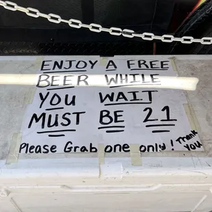 a sign on the door