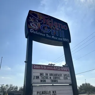 a sign for tejano grill